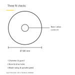 Blade fit-check diagram with diameter, bore and speed checks