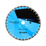 Blue segmented concrete diamond saw blade, complete front face