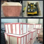 Supplier packing reference with plate compactor in wooden crates