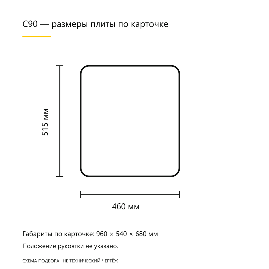 Схема плиты размером 460 на 515 миллиметров