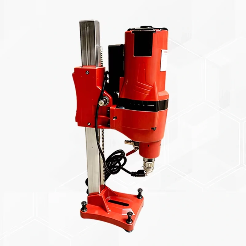 Electric core drill on its feed stand