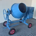 Original tilting-drum mixer front-quarter view