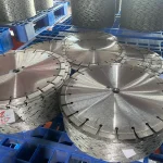 Diamond-blade examples on the workshop rack