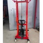 Red-finish stacker example; confirm the supplied version