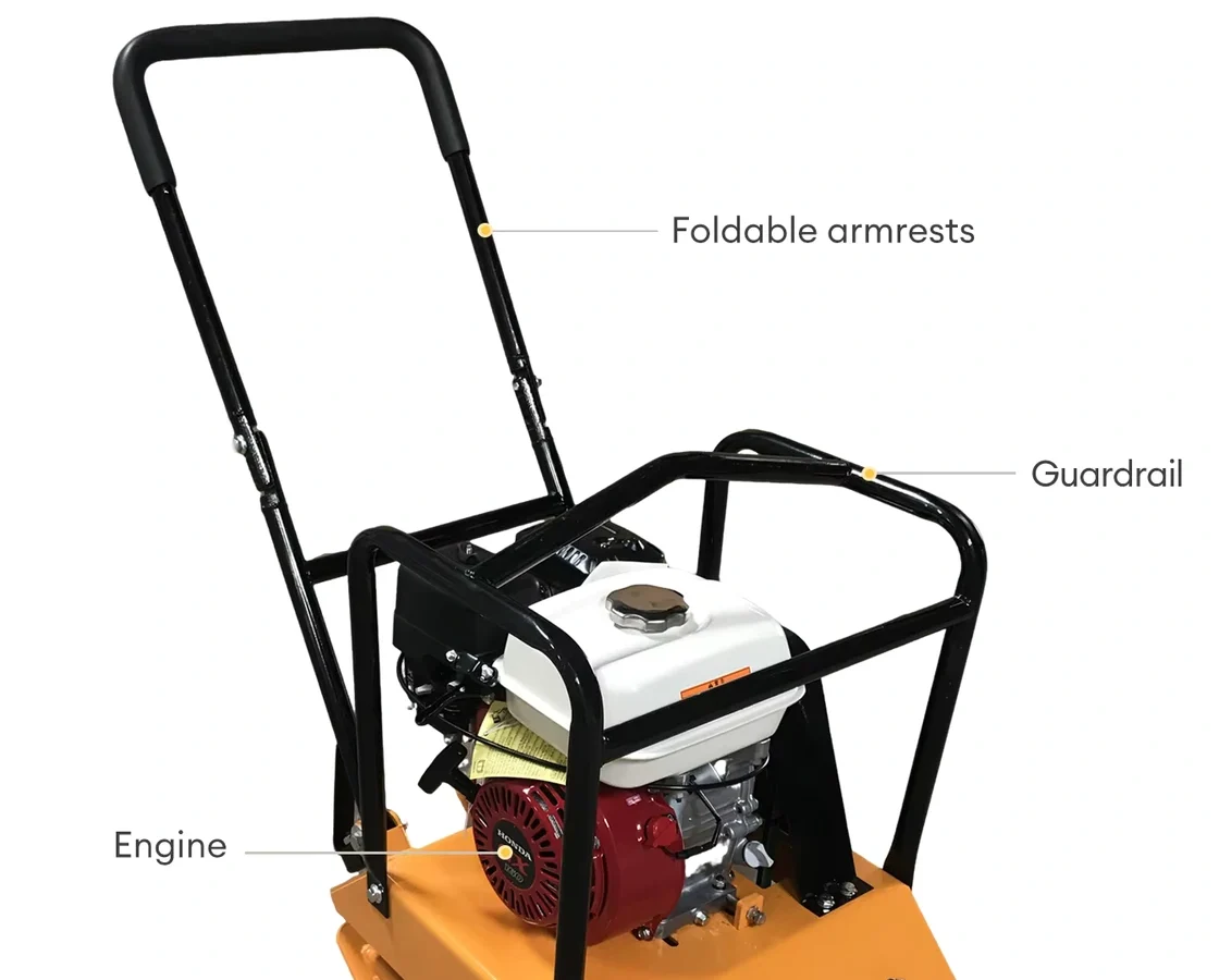 C120 plate compactor, labelled component view