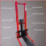 Stacker frame with labelled components