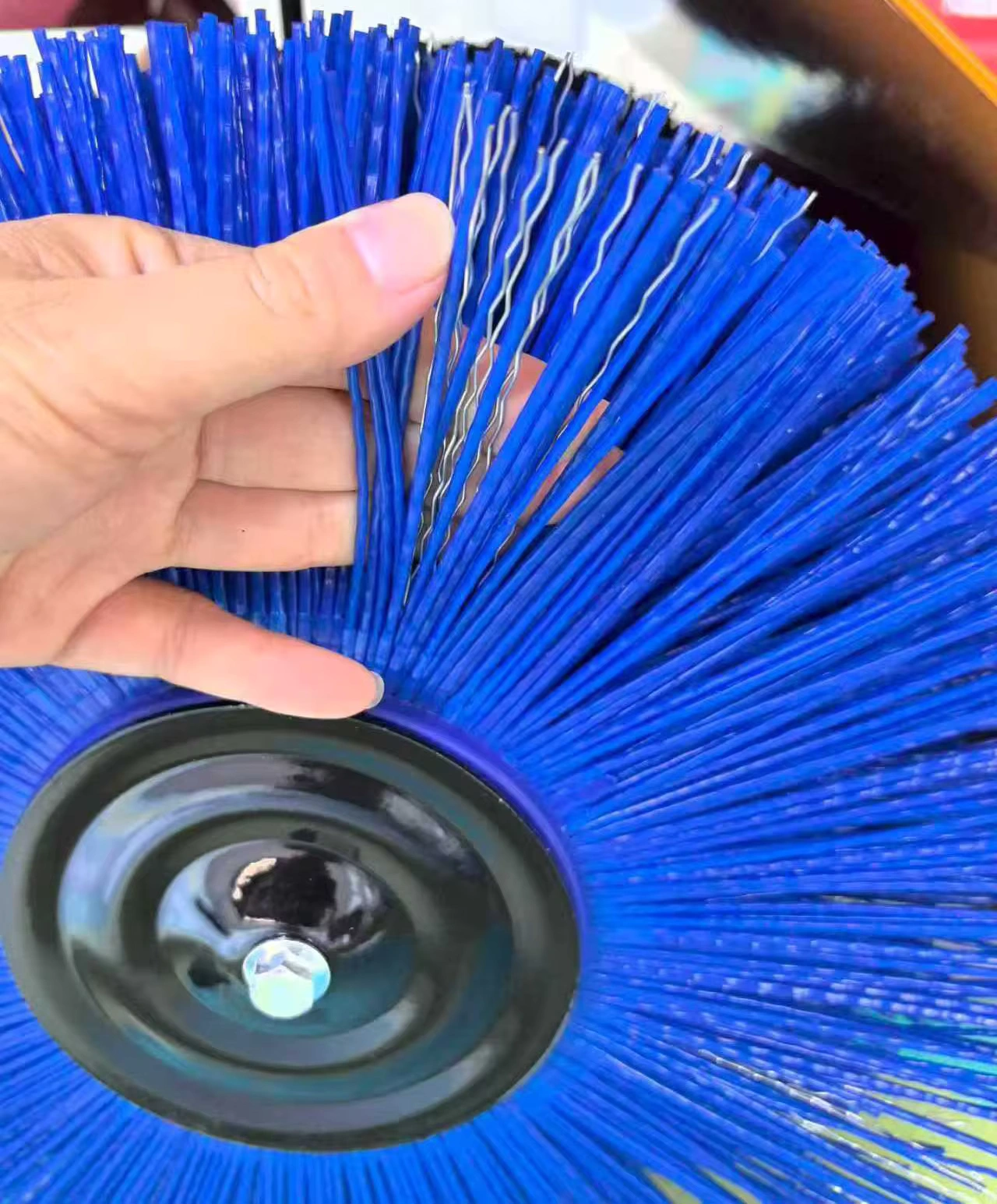 Brush bristles and hub detail