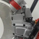 Drive housing and front handle joint, photographed close up.