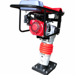 HCR125 tamping rammer, whole-machine source view with the red housing, handle and tamping foot; confirm the supplied engine version.