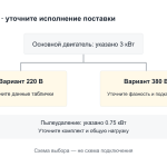 Схема выбора электрического исполнения DC350: уточните табличку, фазность, комплект пылеудаления и общую нагрузку. Это не схема подключения.